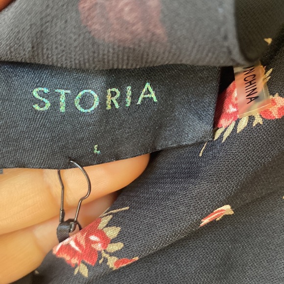 Store Black Floral Off the Shoulder Choker Dress Size L - Picture 4 of 4